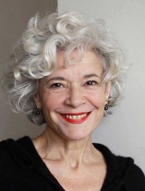 Curly Short Hairstyle for Older Women Over 50