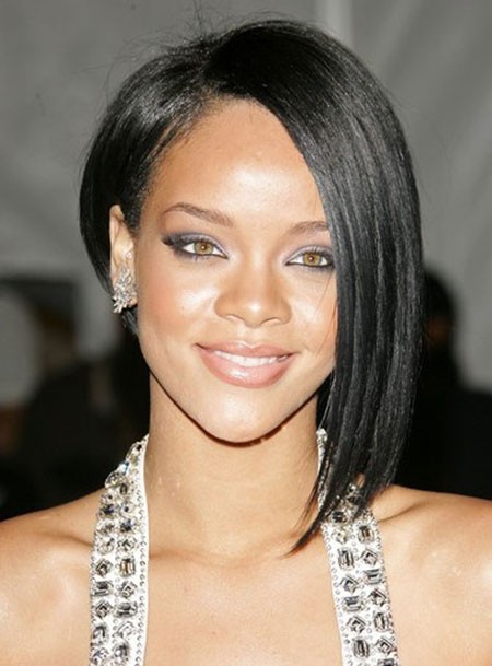 Rihanna Fabulous Asymmetric Bob Haircut