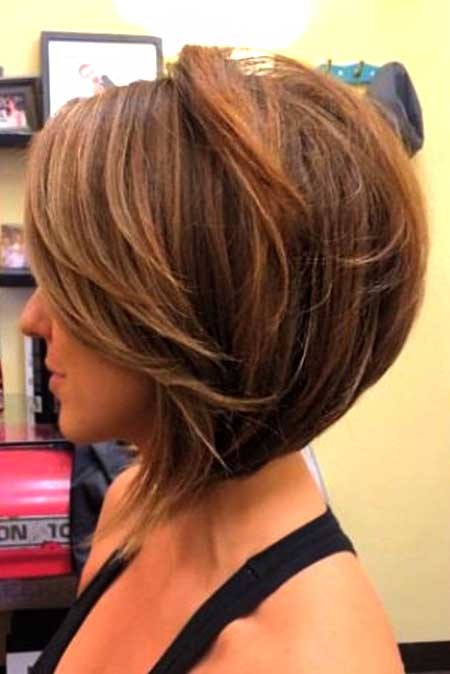 Layered Bouncy Bob Hairstyle with Short Bangs
