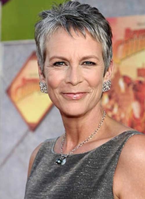 Short Fine Grey Pixie Style for Over 50