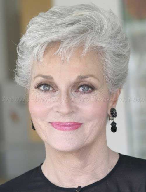Simple Short Grey Hairstyle for Over 50