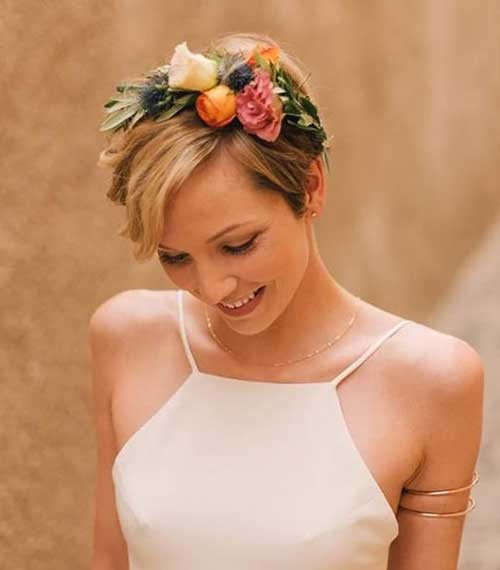 Very Short Hair with Flower Crown