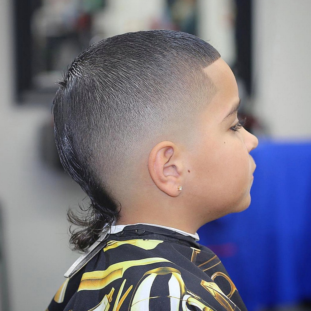 Bald Cut with a Curly Tail for Boys