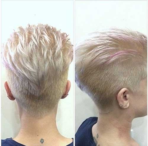 Blonde with Pink Highlighted Undercut Hairstyle for Women