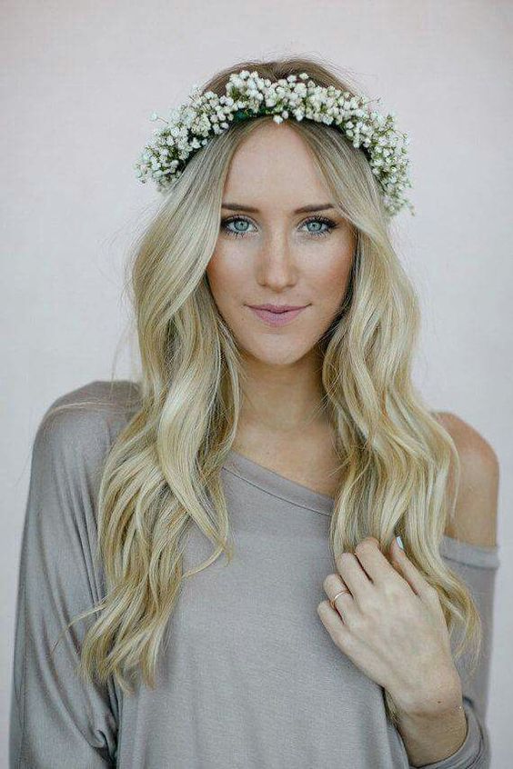 Long Hair with Flower Crown