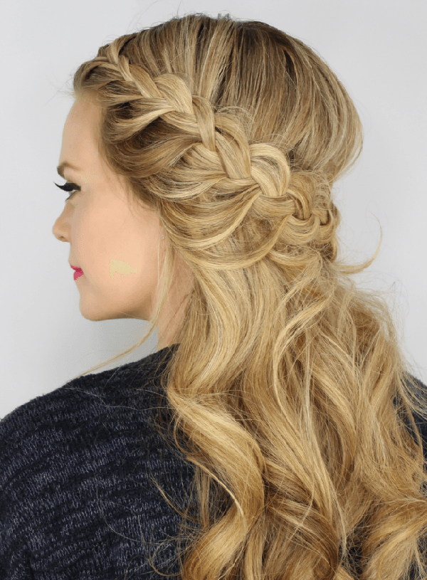Side Intended Waterfall Braid on Curly Hair