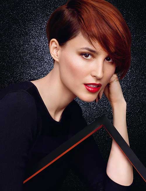 Trendy Red Long Pixie Hairstyle