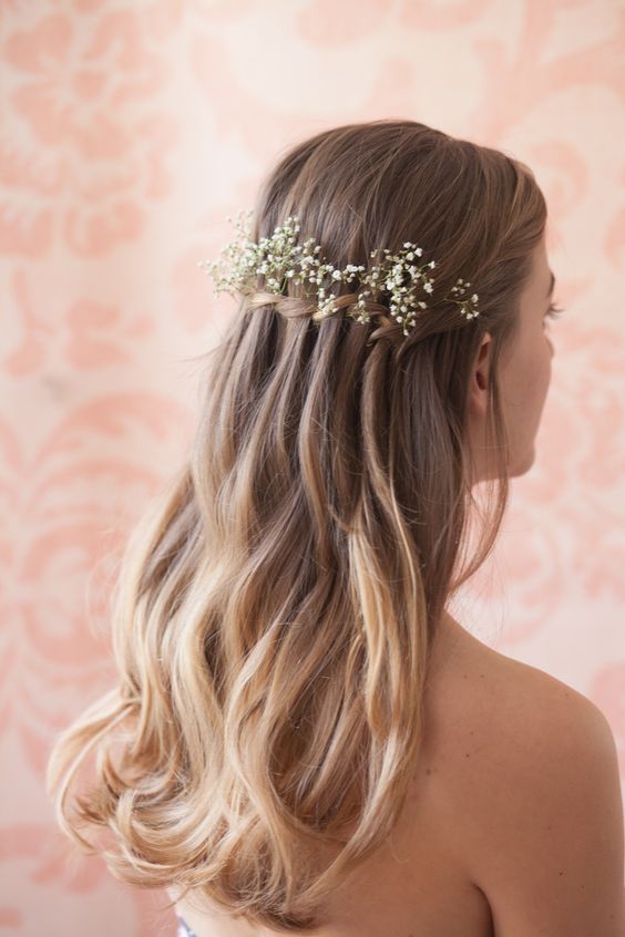 Waterfall Hair with Flowers