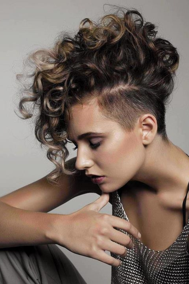 Curls with Shaved Short Hairstyle