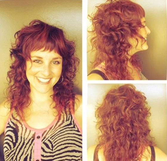 Curly Layers With Halfway Bangs