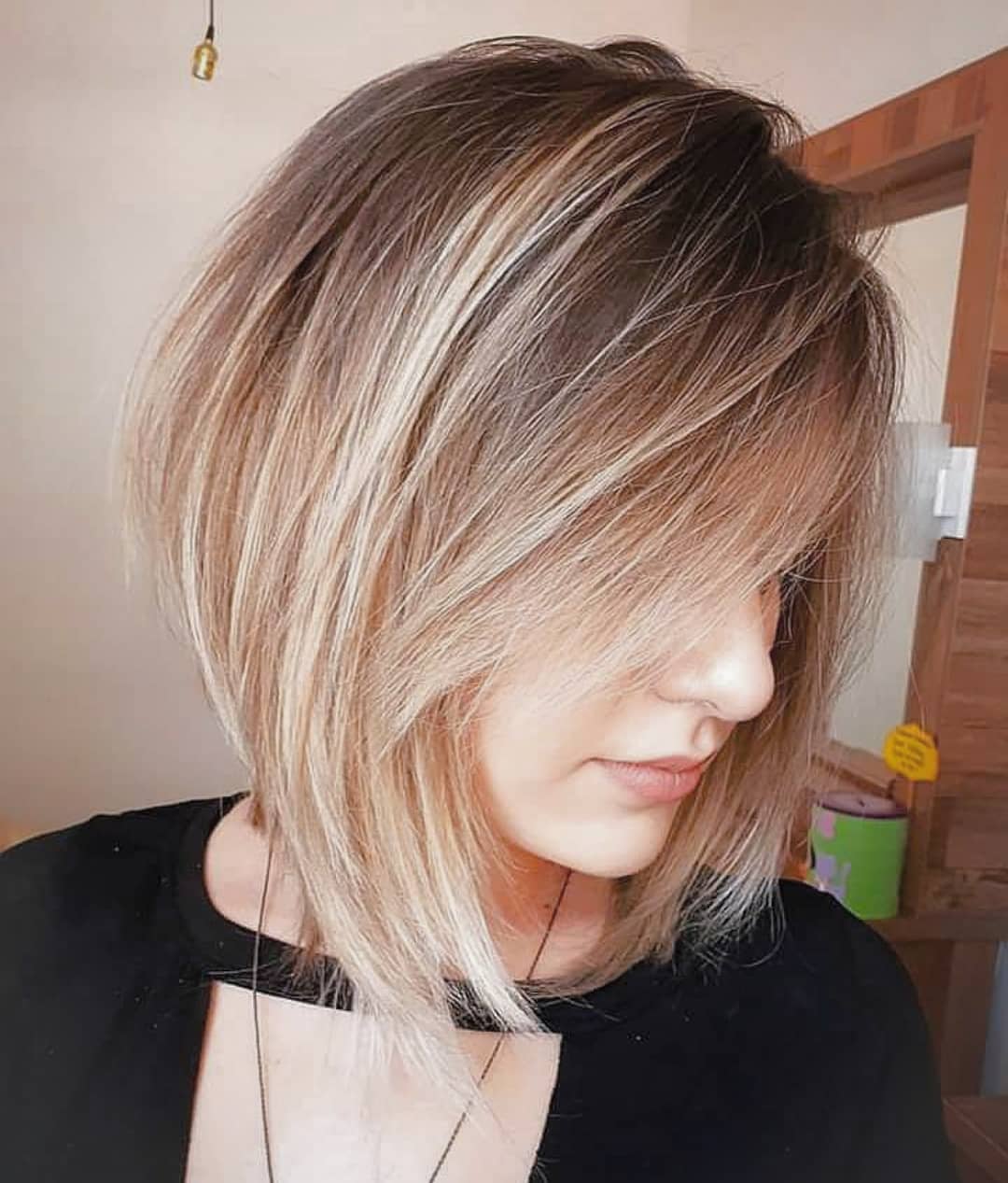 Layered Bob with a Side Bangs