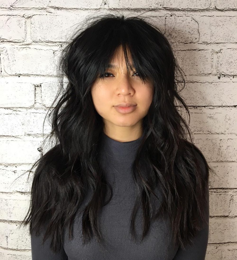 Textured Shag with Soft Waves and Bangs