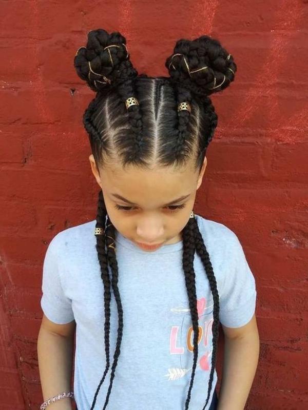 Thick and Thin Cornrow Braids Accessorized