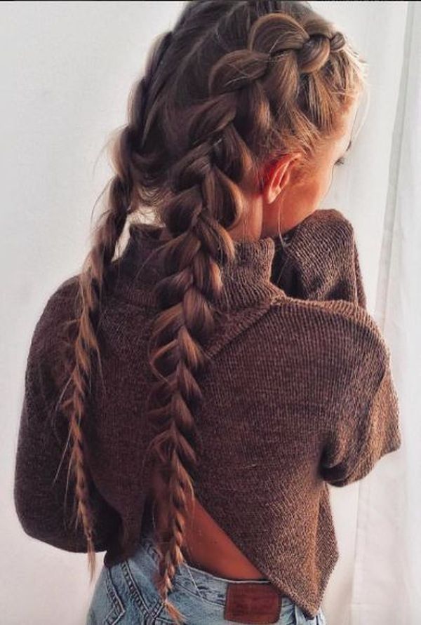 Twin Inverted Braid for Long Hair