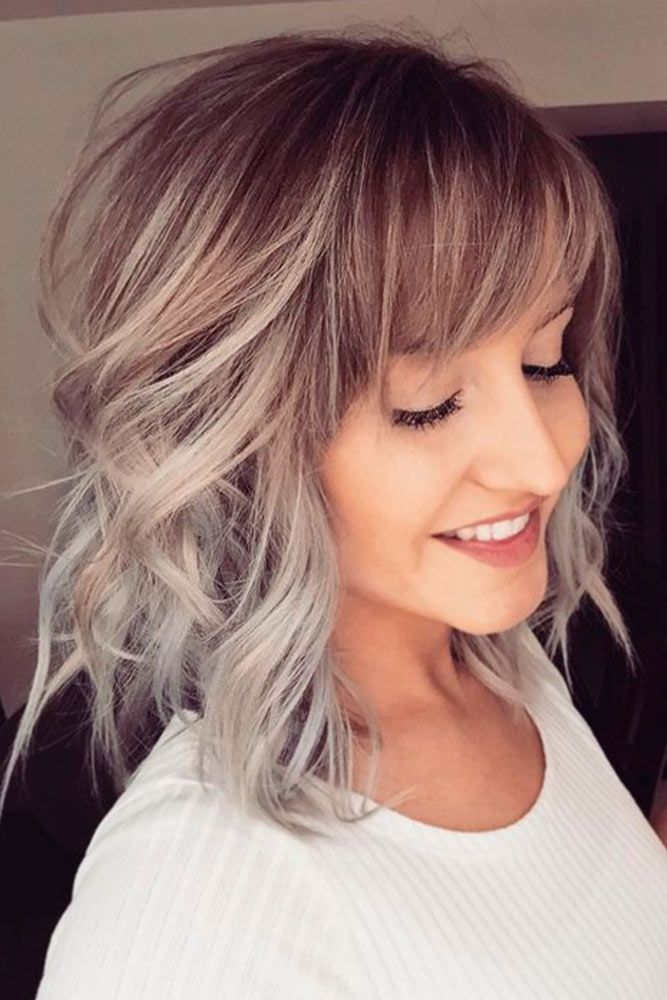 Wavy Layered Hair with Side Bangs