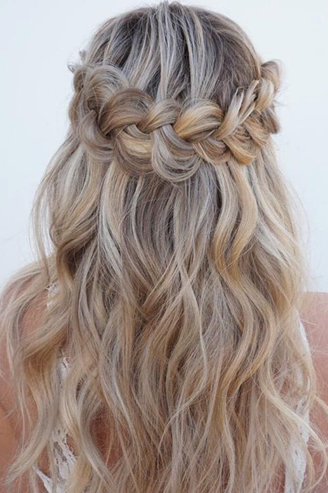 Half Tied Golden Hair with Crowned Braids