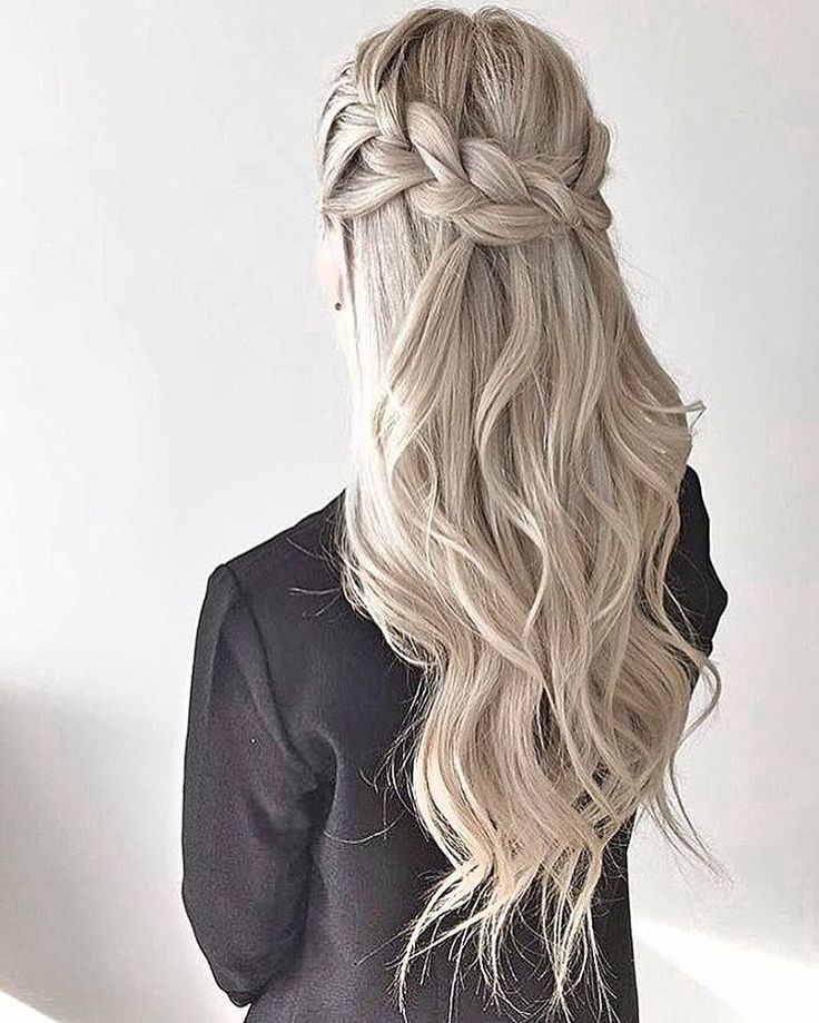 Long Blonde Hair with Half Braids and Half Waves