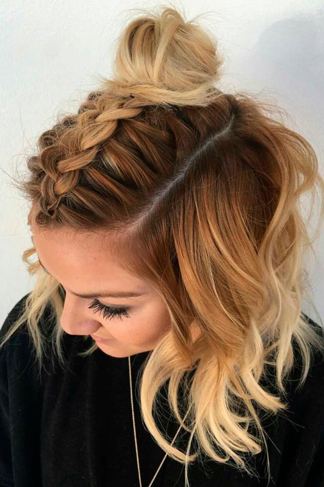 Top Wide French Braid with a Bun