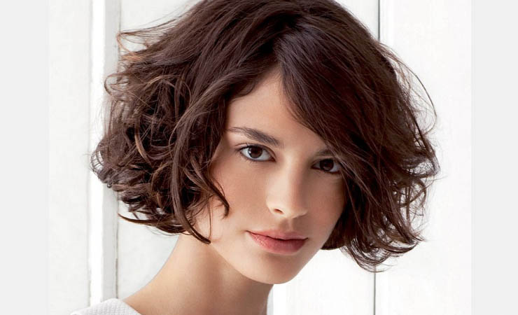 Trendy Curly Bob Hairstyle with Bangs