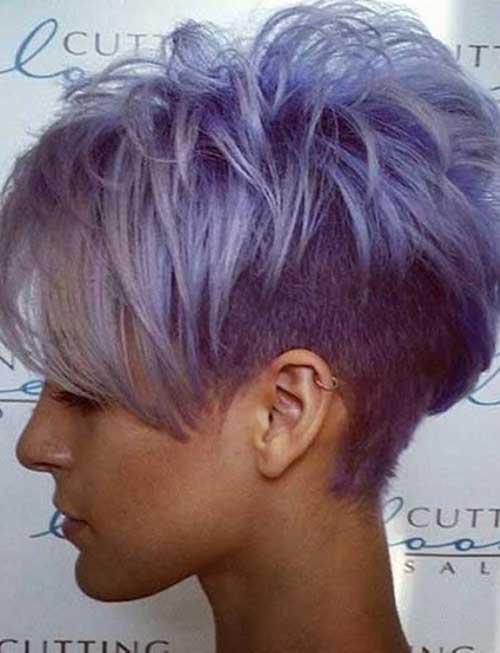 Cute Short Grey Purple Layered Hair for Girls