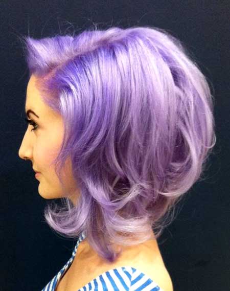 Lavender Colored Short Curly Hair