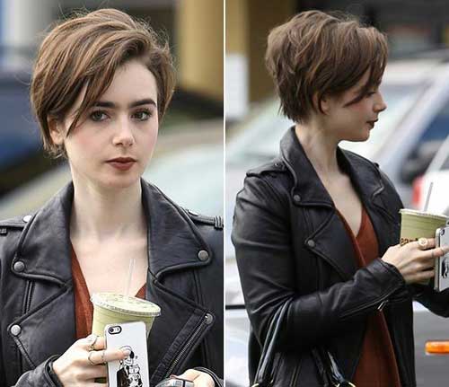 Lily Collins Brown Short Hair