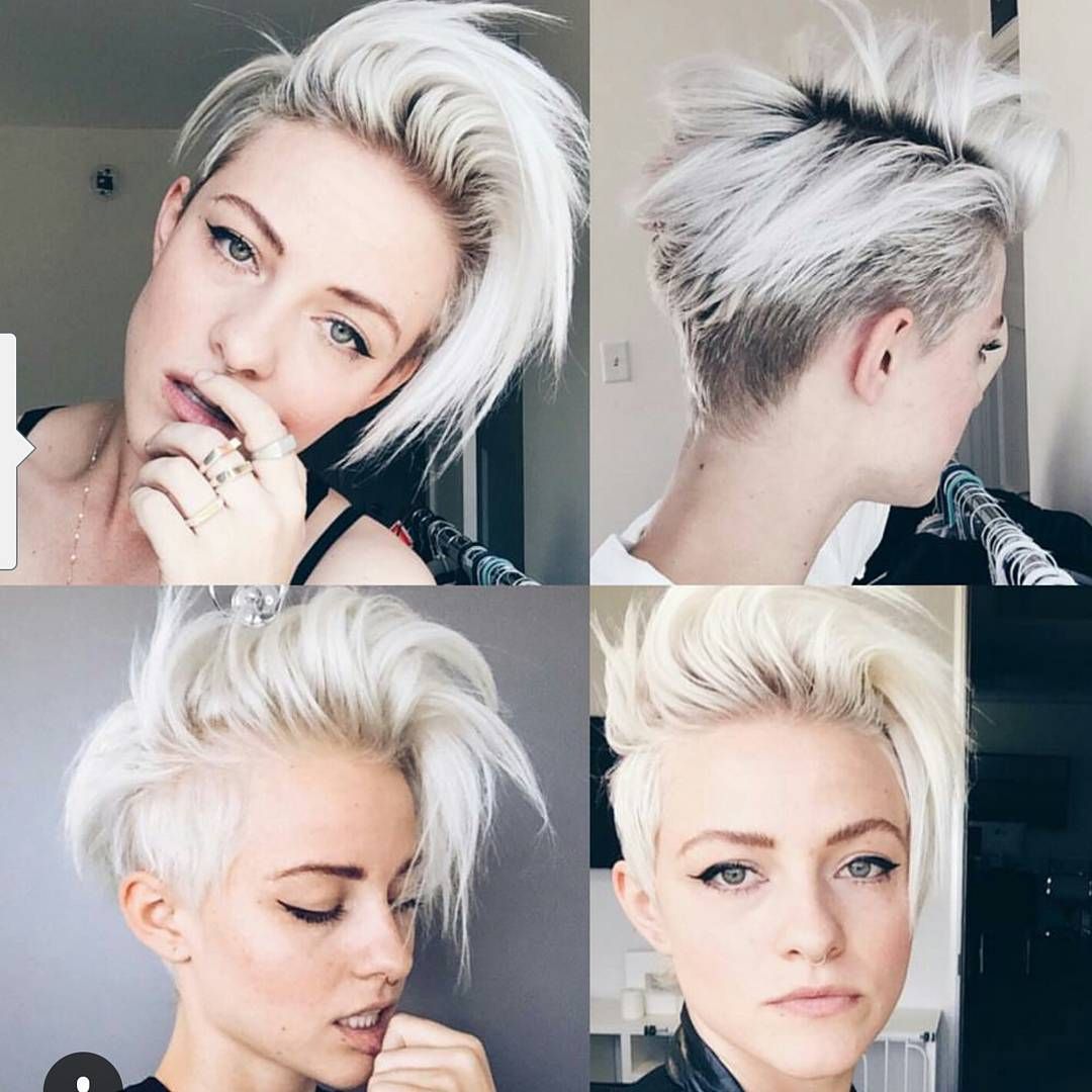 Platinum Blonde Pixie Cut with Long Layer