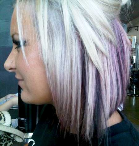 Purple and Gray Colored Straight Hairstyle