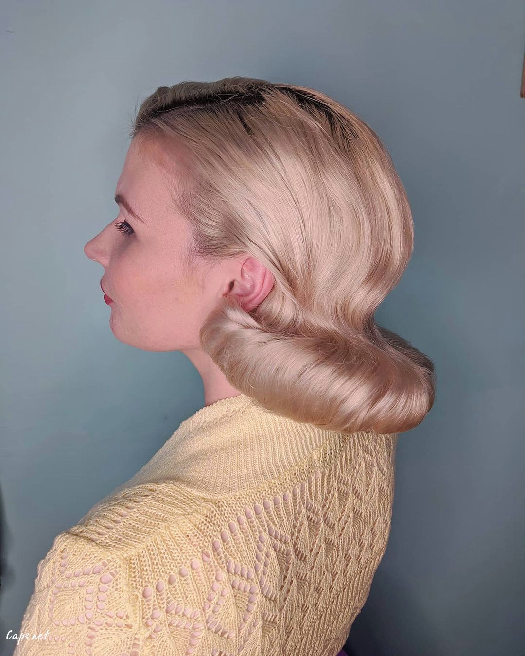Bleached Blonde Pageboy Hairstyle 1