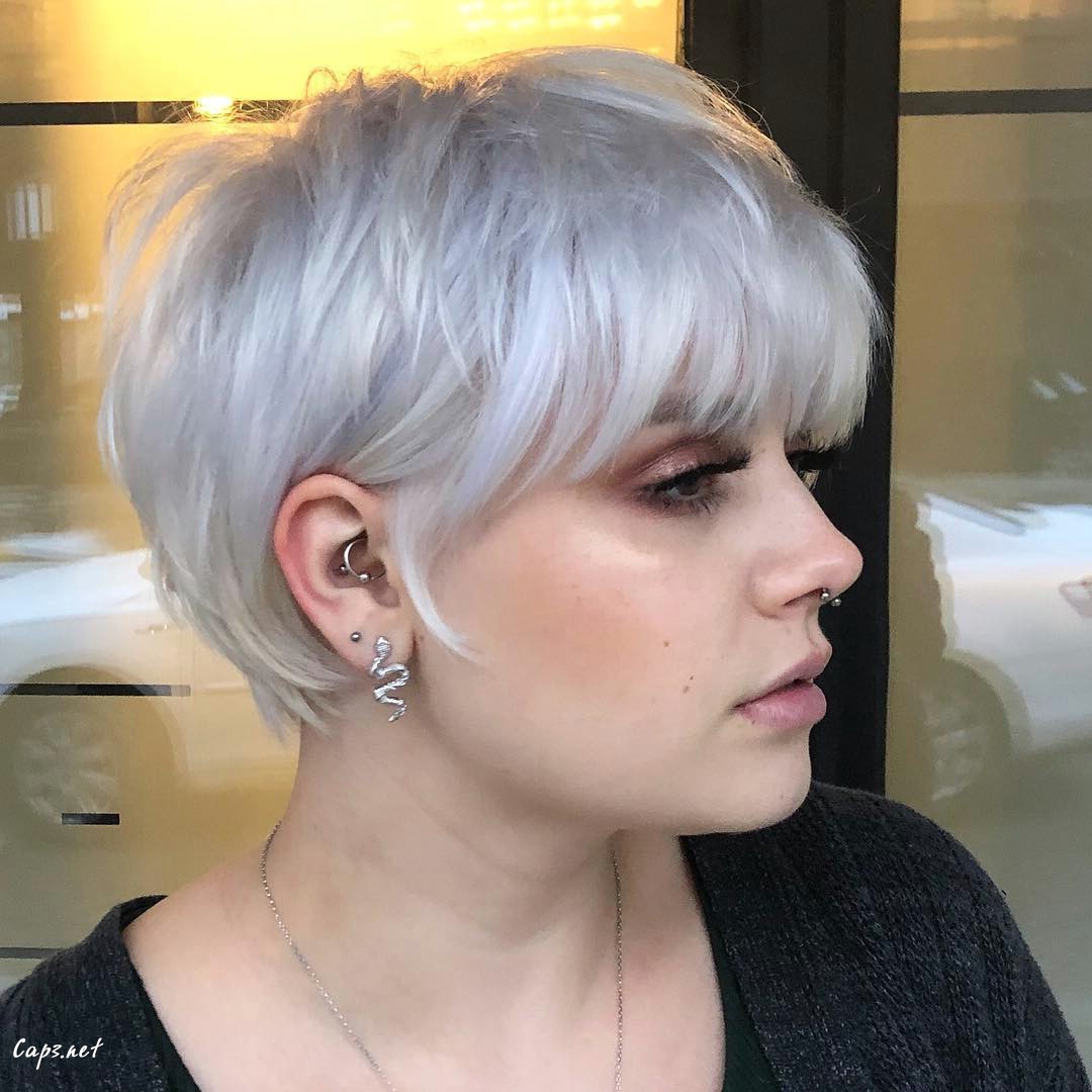 Icy Blonde Pixie With Long Bangs 1
