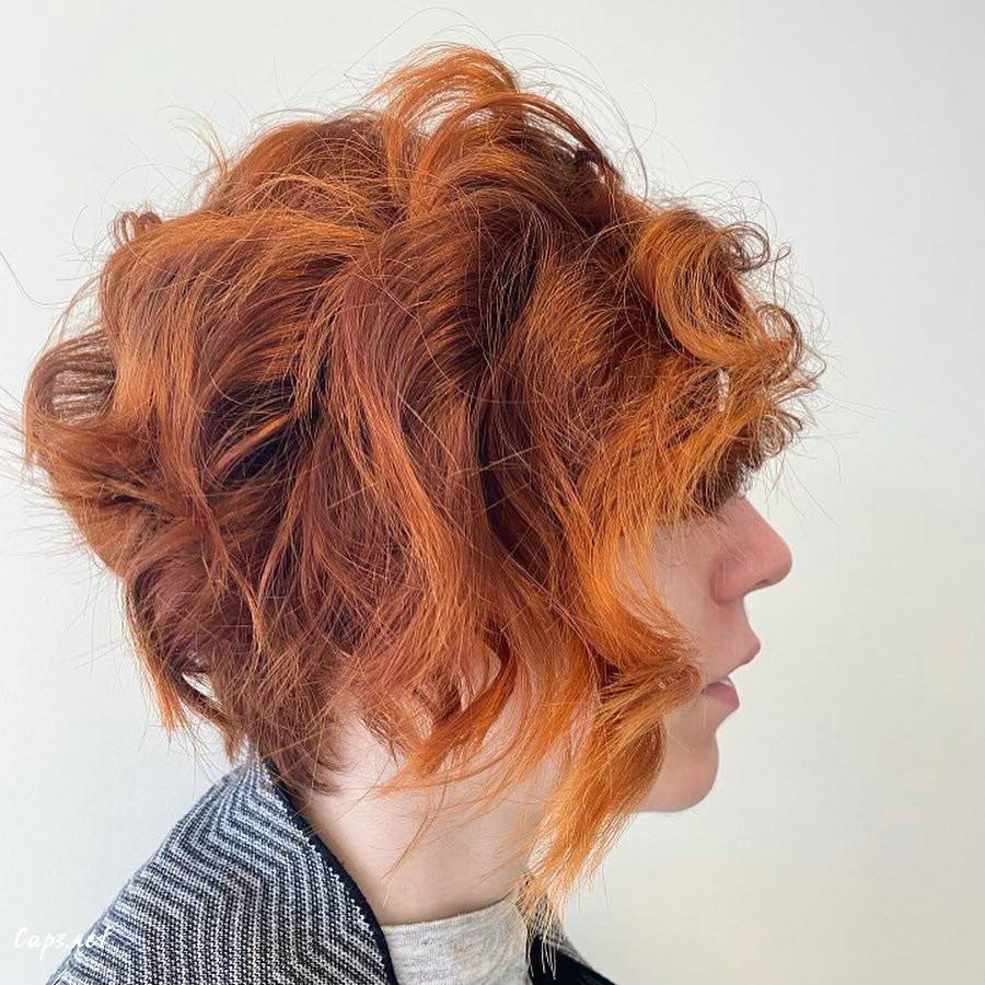 Orange Layered Pixie Haircut 1