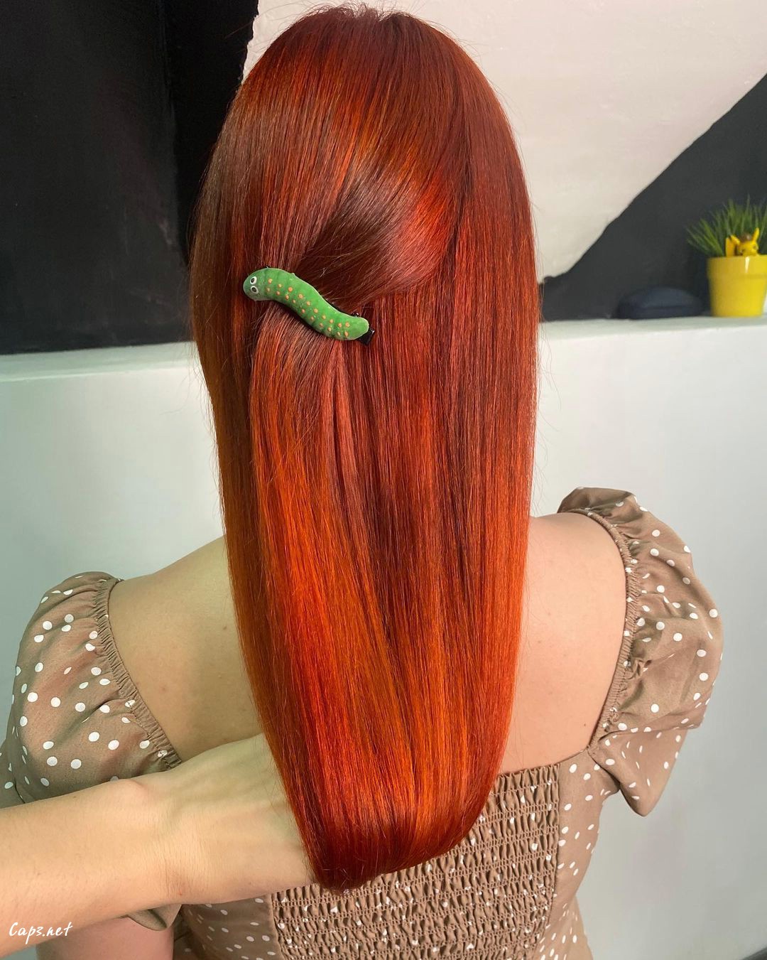 Auburn Red Silk Press Hairdo