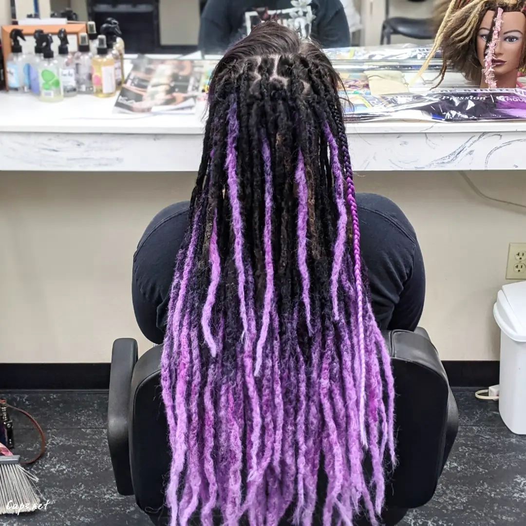 Black Base Purple Highlights Dreadlock Hair