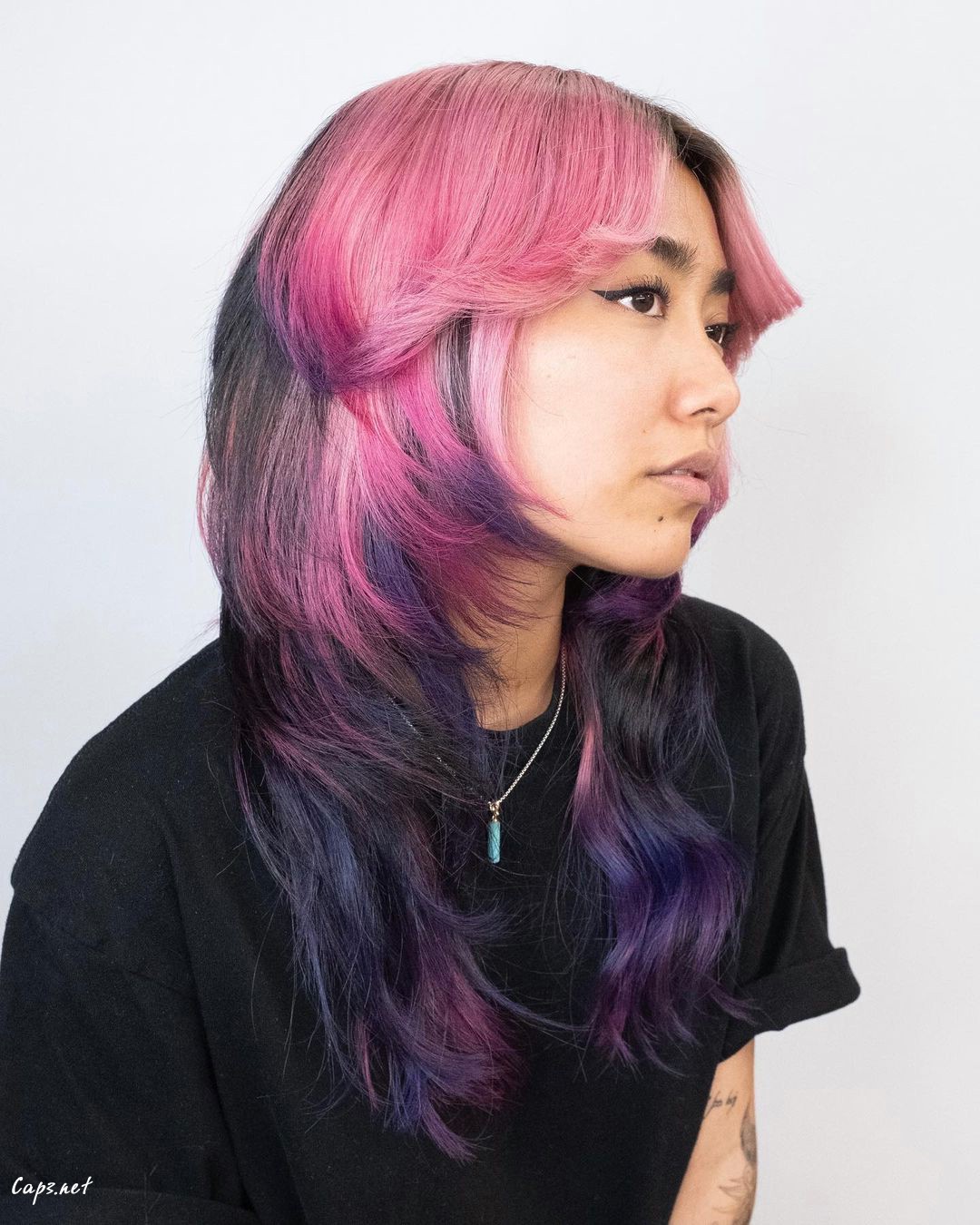 Layered Pink Purple Modern Asian Hair