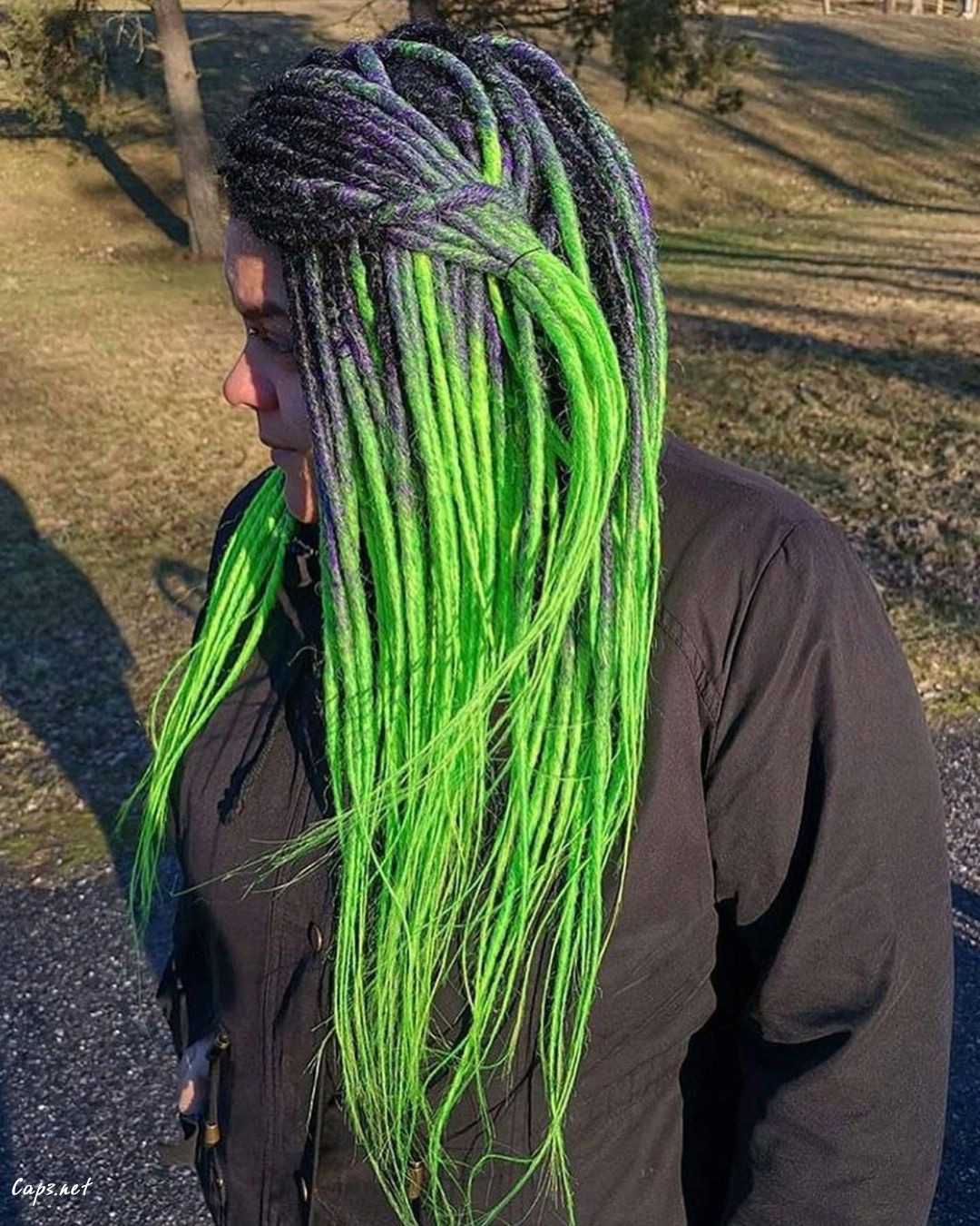 Long Green Dreadlock Hair