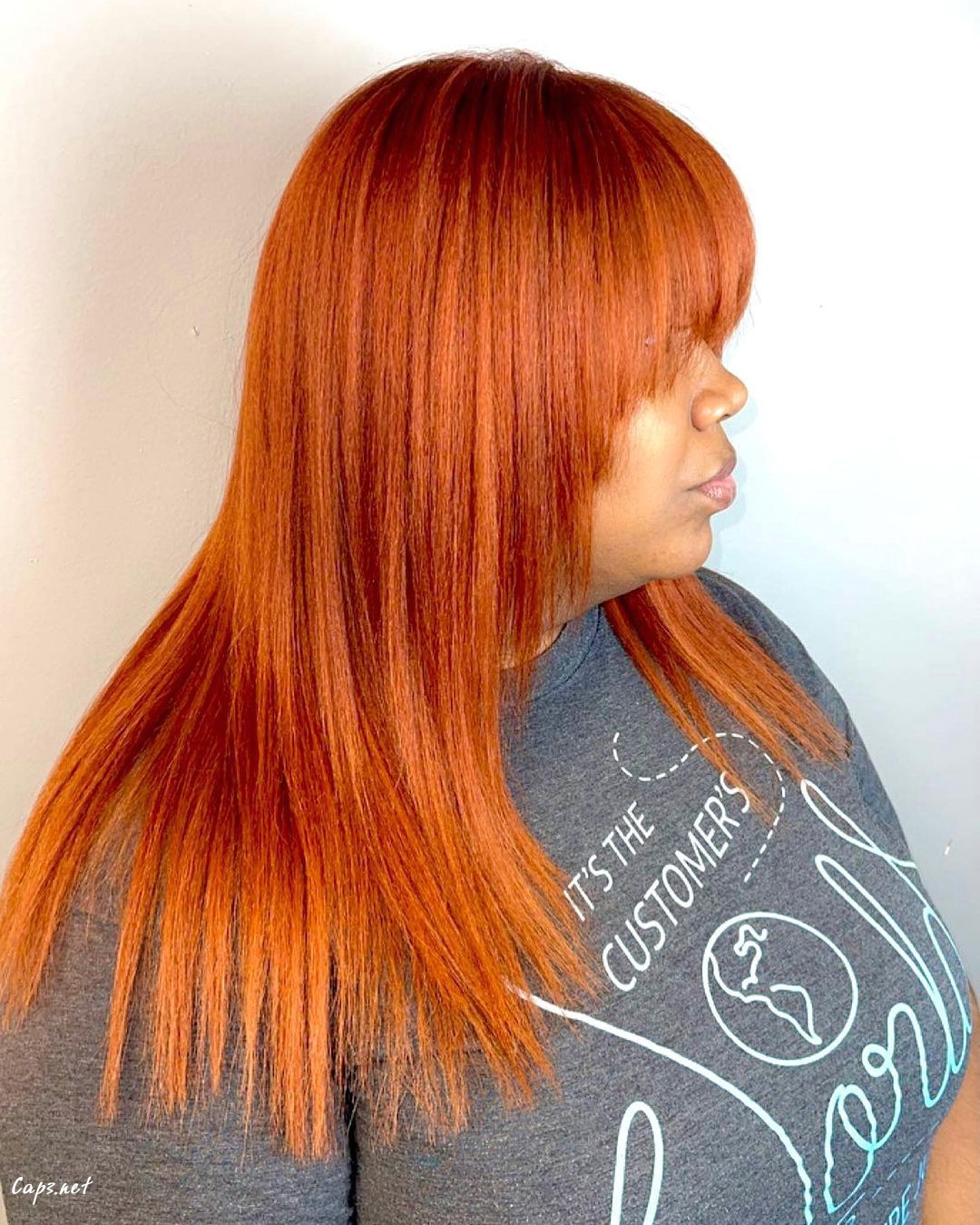 Orange Silk Press Hair
