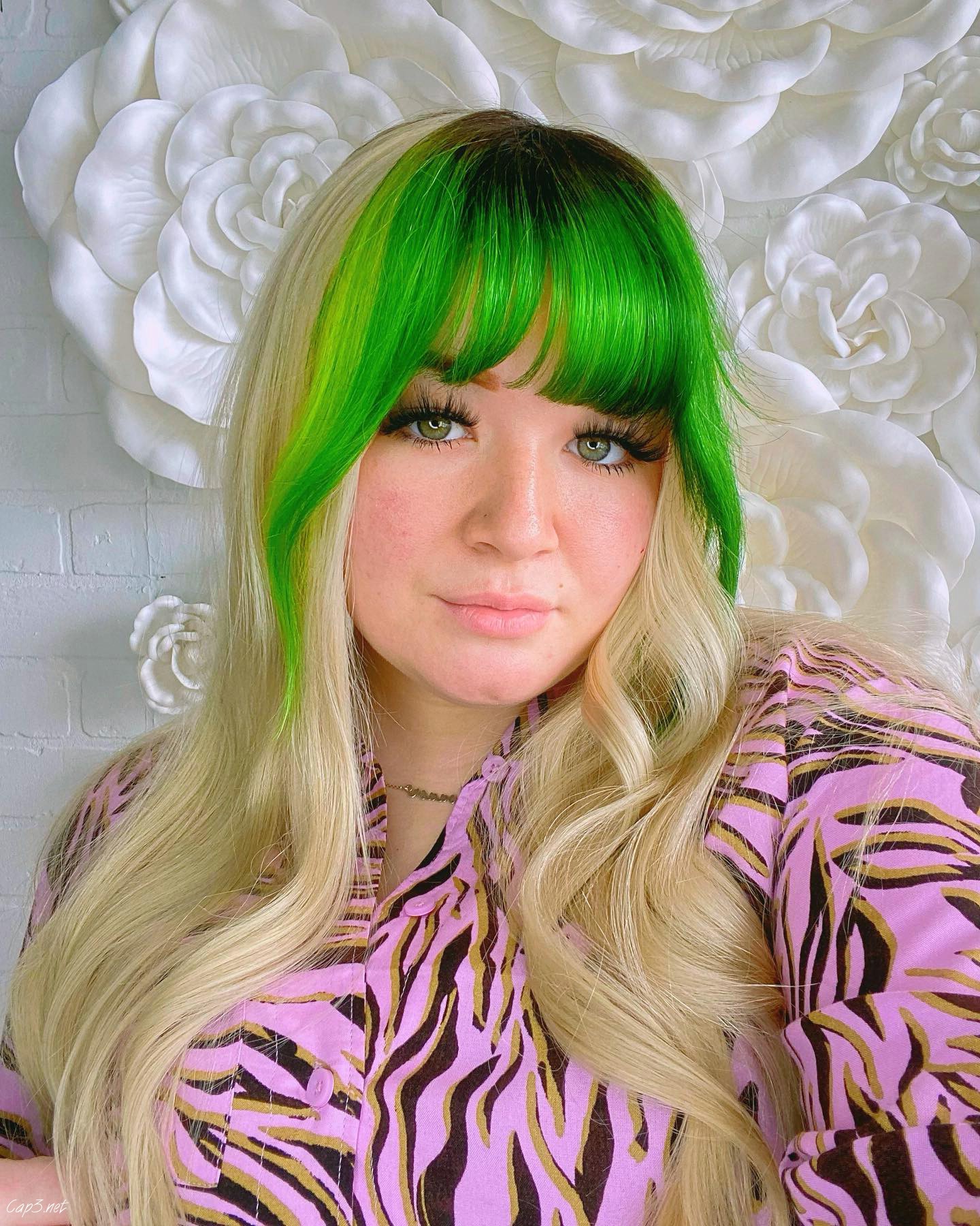 Blonde Hair With Green Fringe