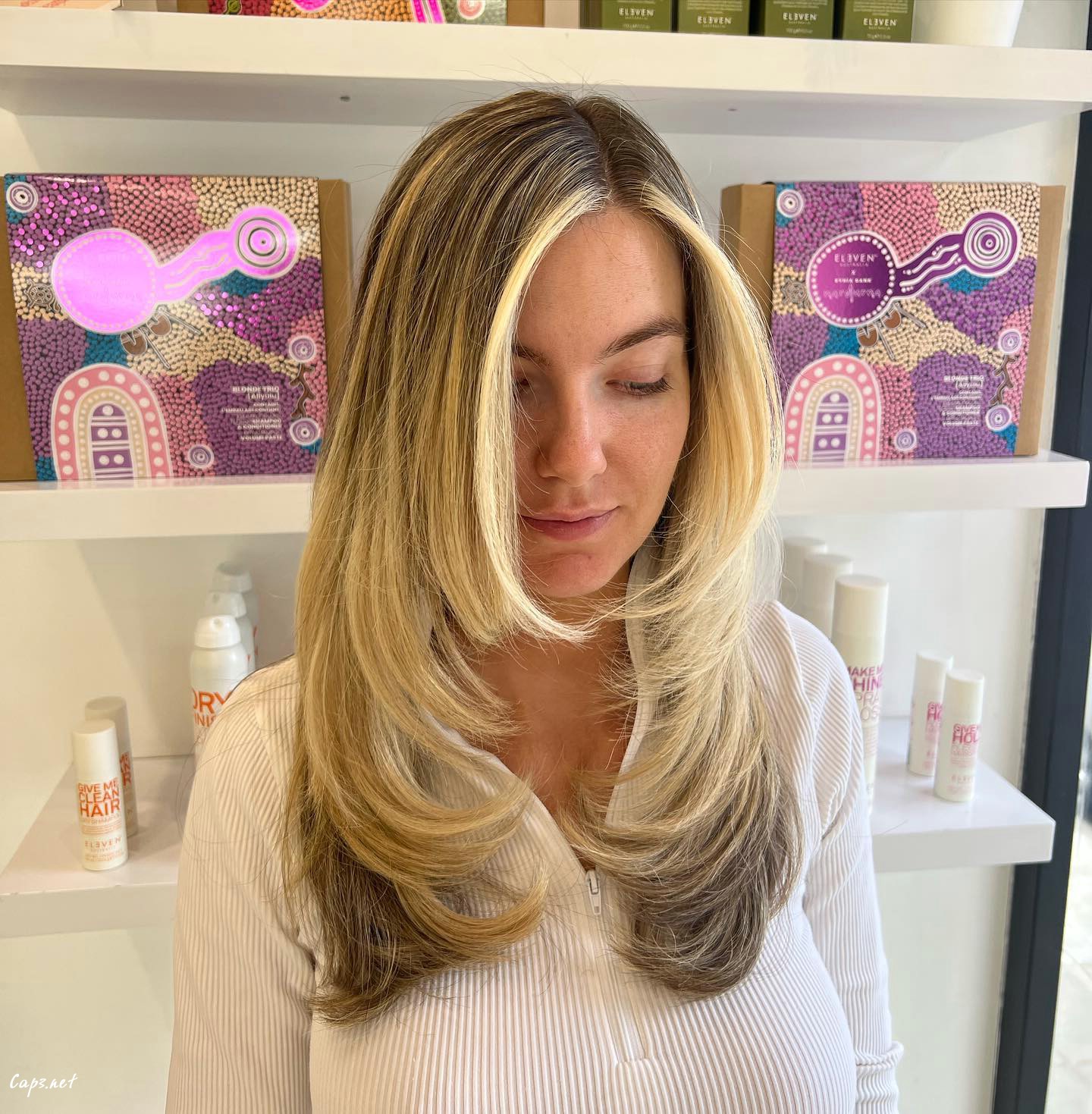 Blonde Layered Hair With Frontal Highlights