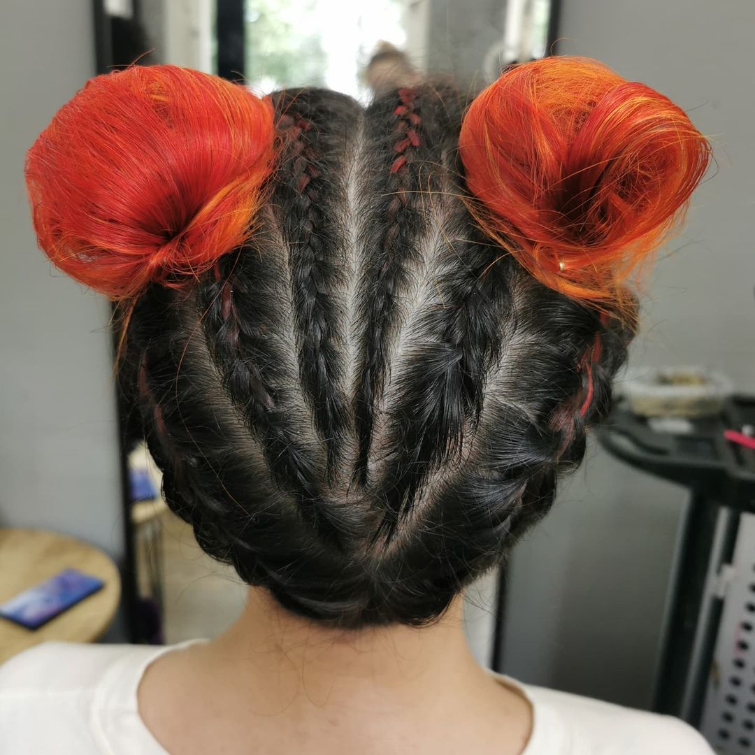 Bold Retro Red Space Buns