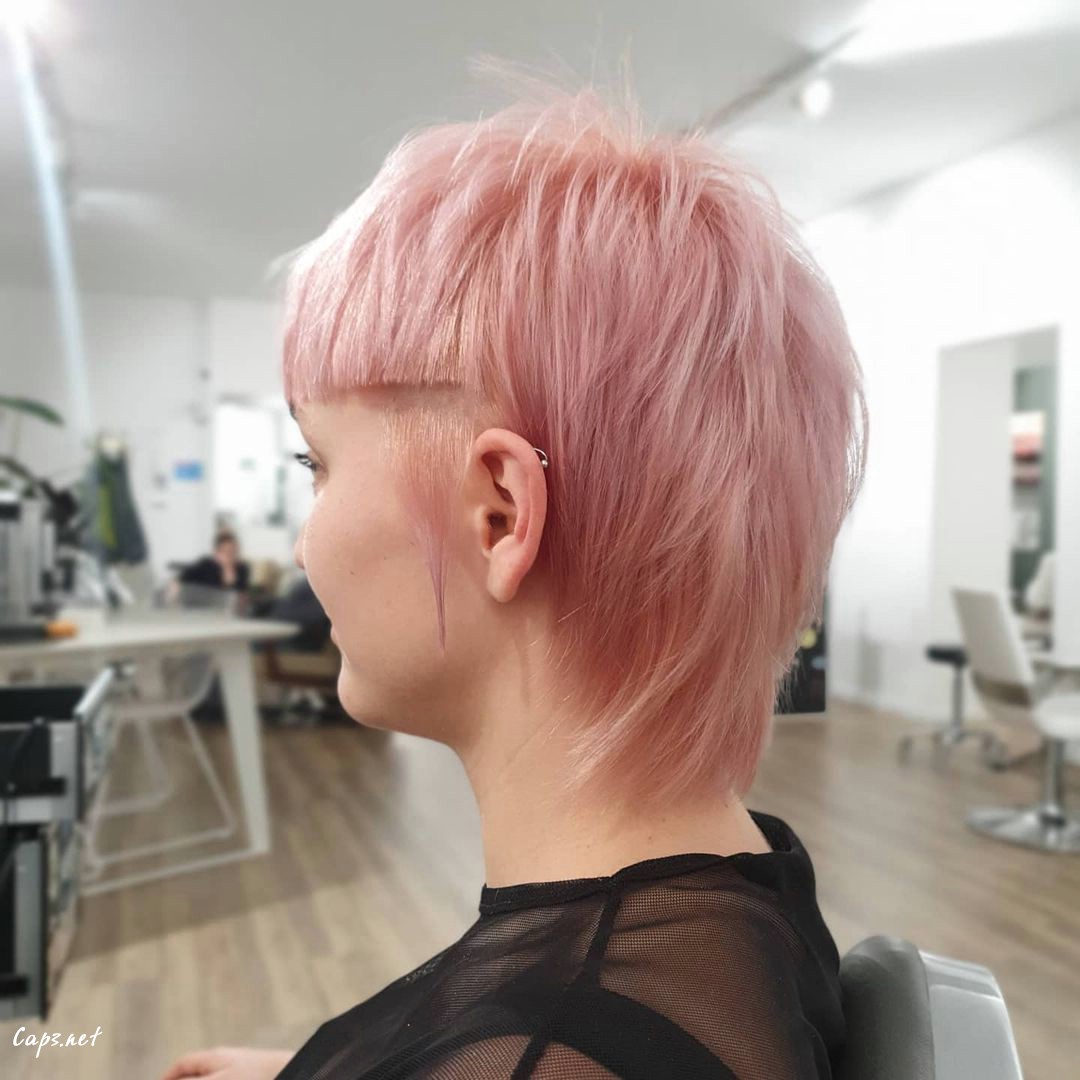 Mullet Hairstyle Light Pink Hairdo