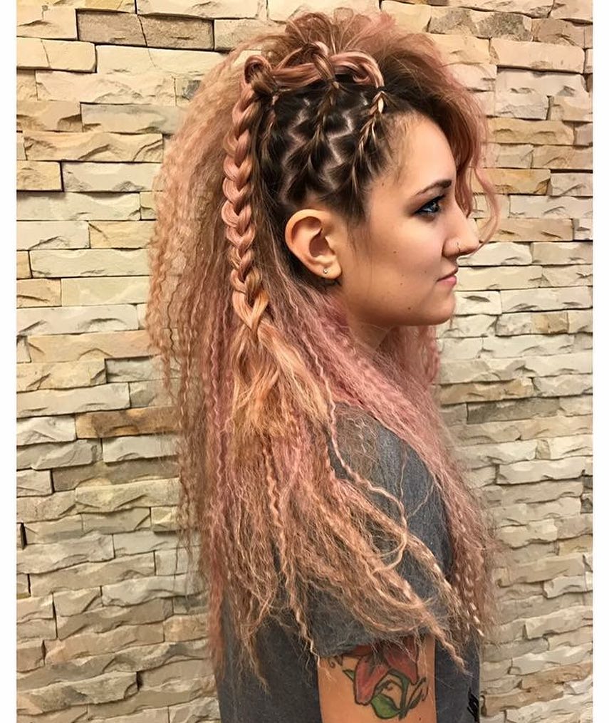 Retro Pink Side Crimped Hair