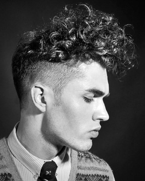short sides mens long curly hair on top