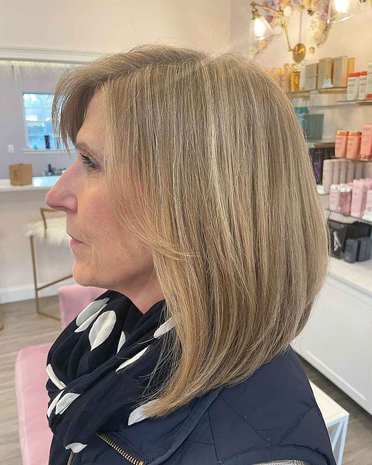 shoulder length bob with subtle layers for sixty year olds