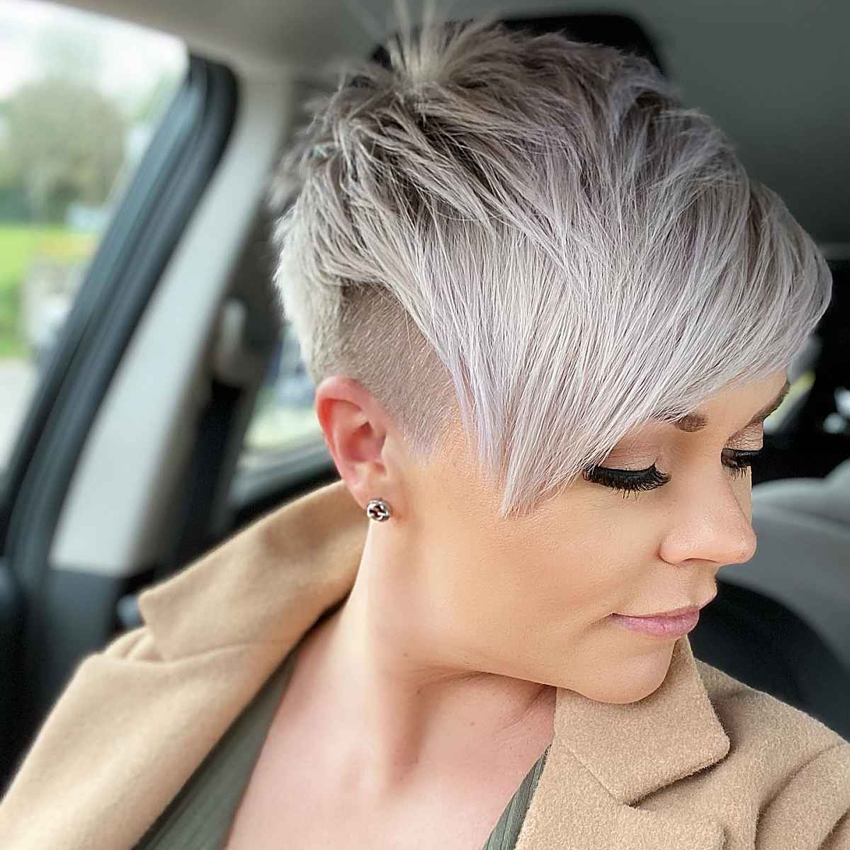 strong disconnection pixie cut for straight hair
