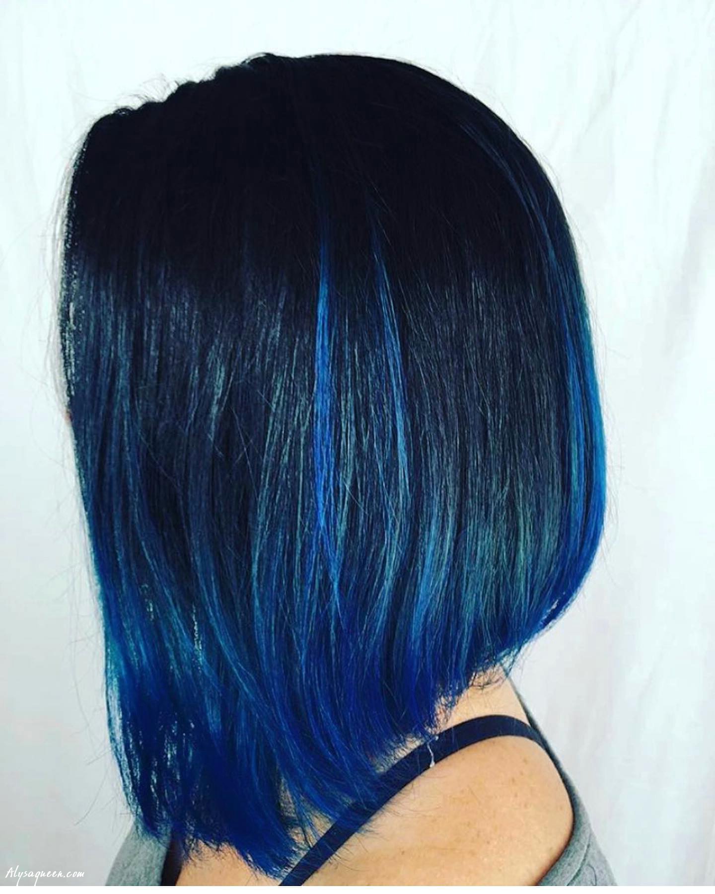 Blue Shoulder Length Hair