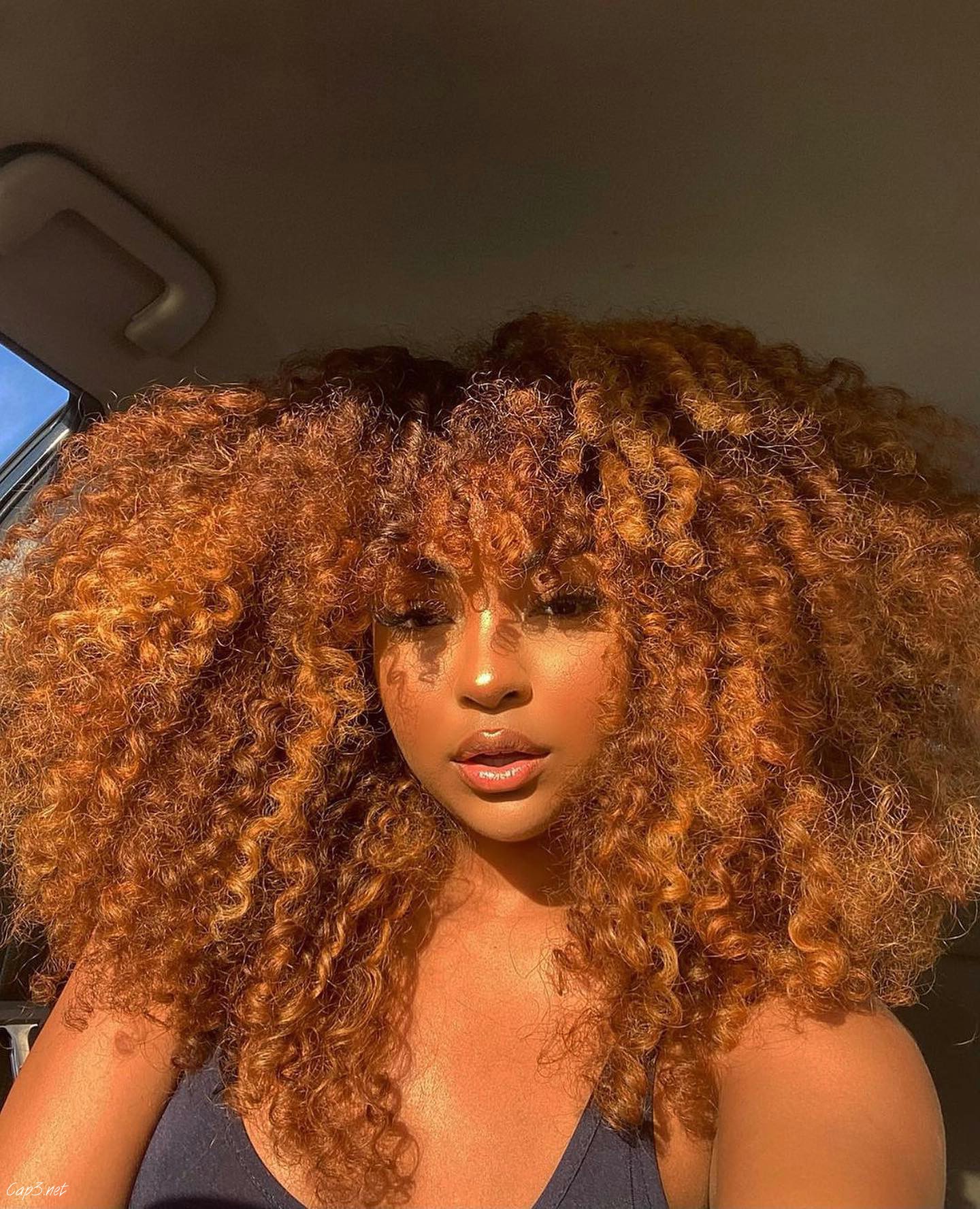 Bright Orange Curly Afro Hair