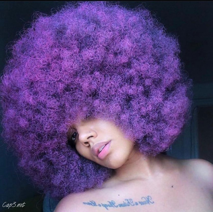 Curly Afro Purple Hair