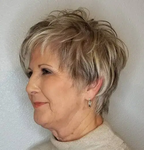 Feathered Gray Cut with Highlights and Lowlights 1