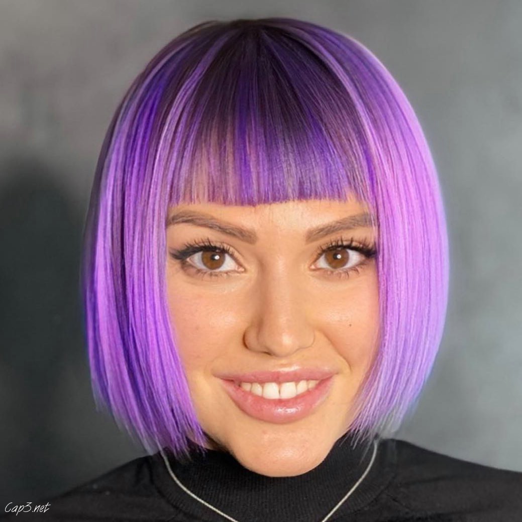 Hot Purple Hair With Bangs