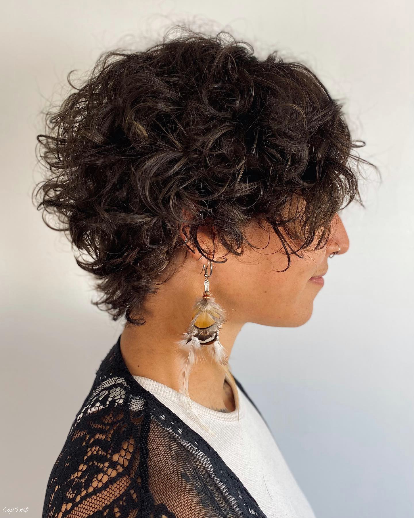 Natural Brown Curly Pixie